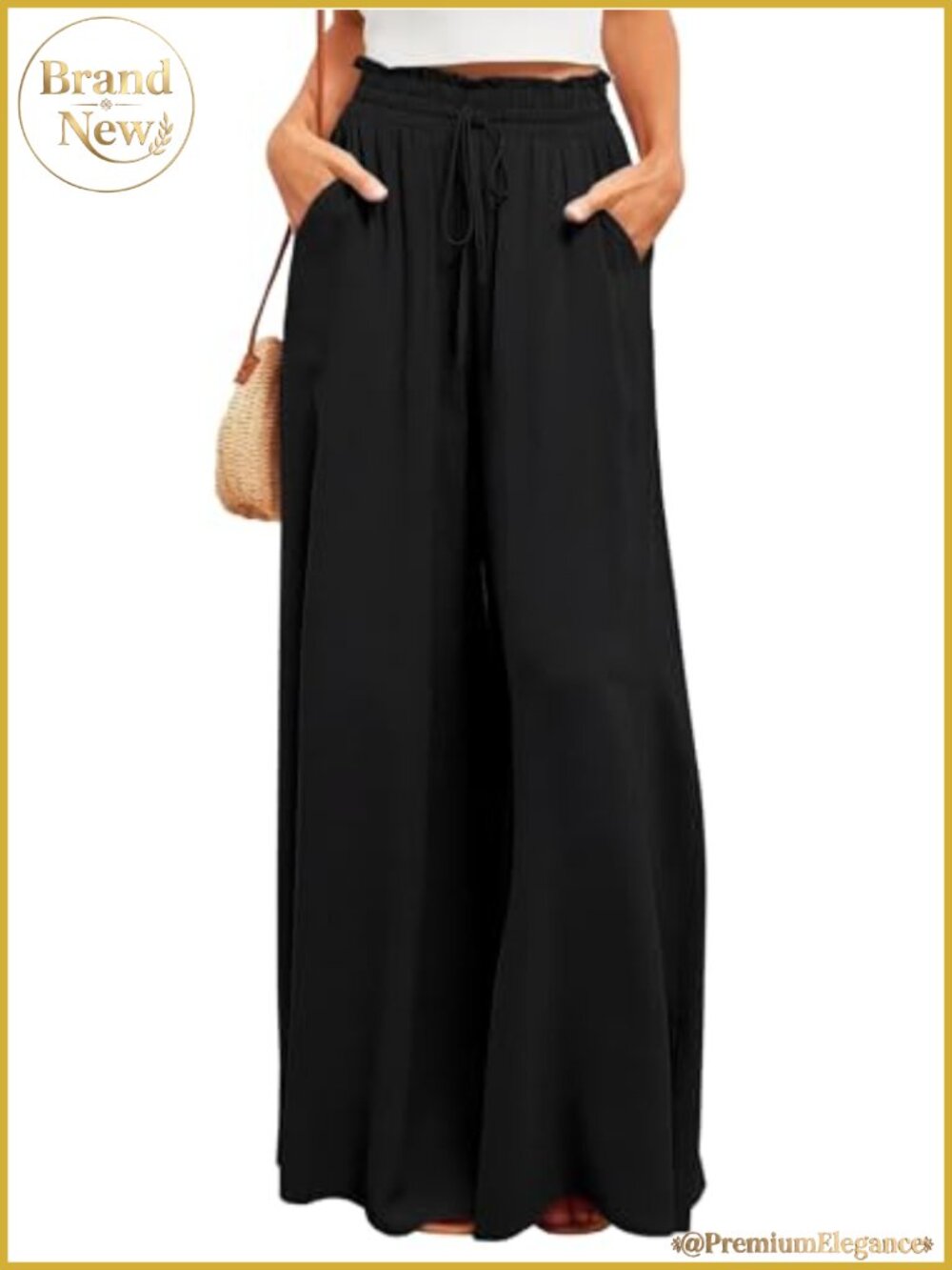 Wide Leg Palazzo Pants High Waisted Flowy Lounge Pants with Pockets